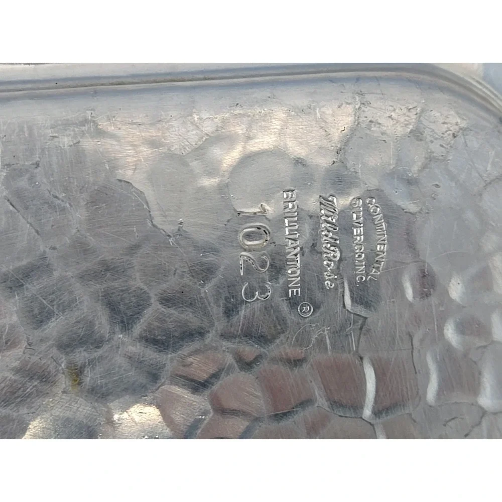 VINTAGE CONTINENTAL SILVER CO WILD ROSE BRILLIANTONE #1023 HAMMERED SERVING TRAY